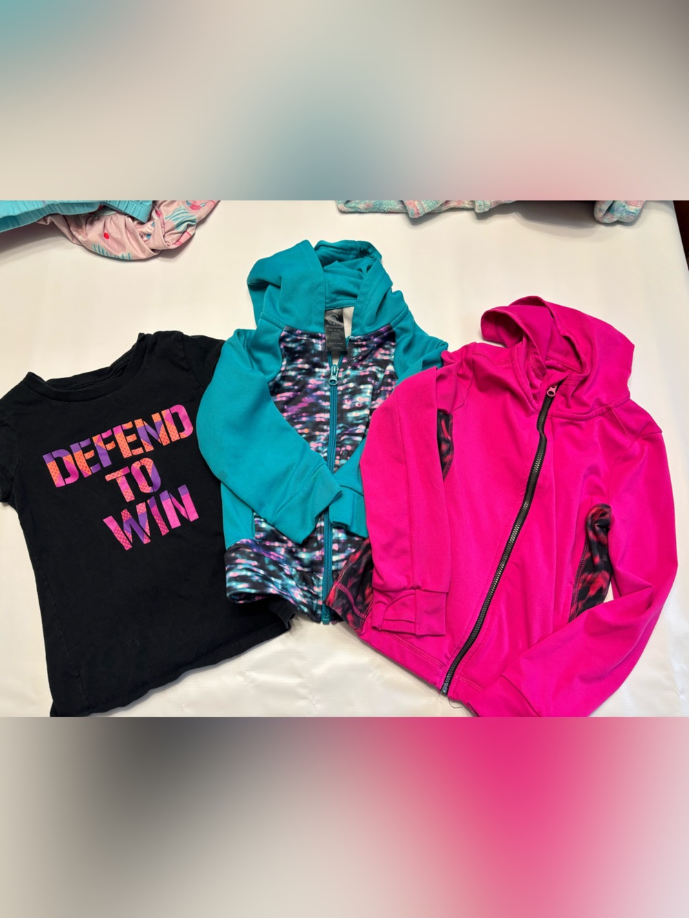 jumping beans Pink, Teal & Black Girls active jacket and Tee Set